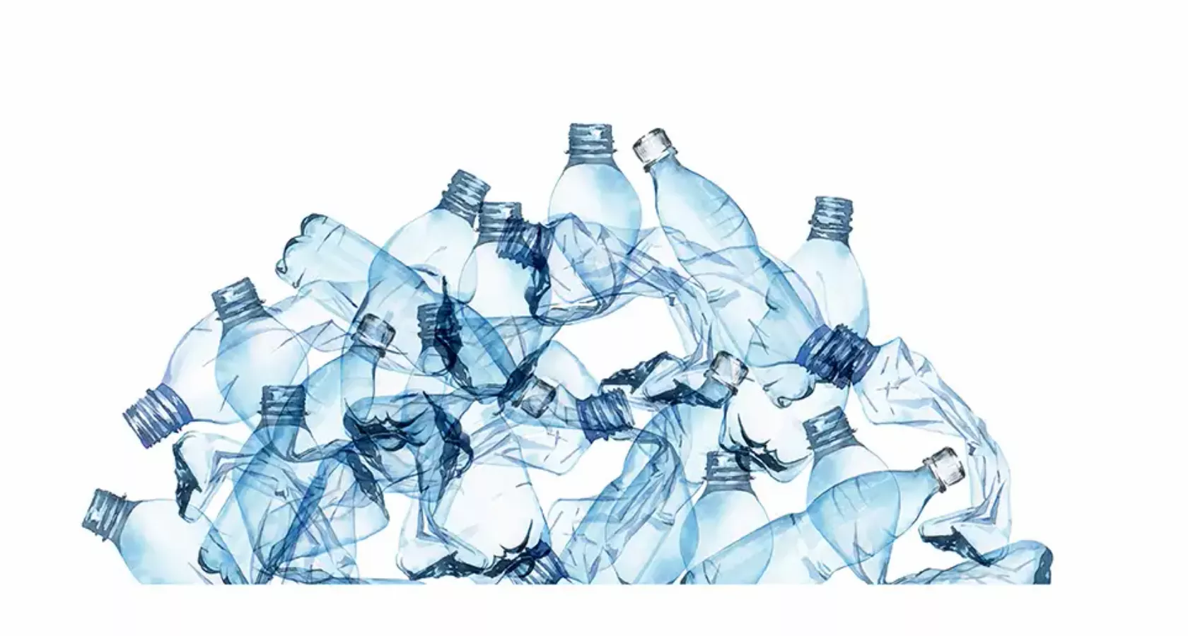 Leere Kunststoffflaschen auf einem Haufen - symbolisch für Phtalate.