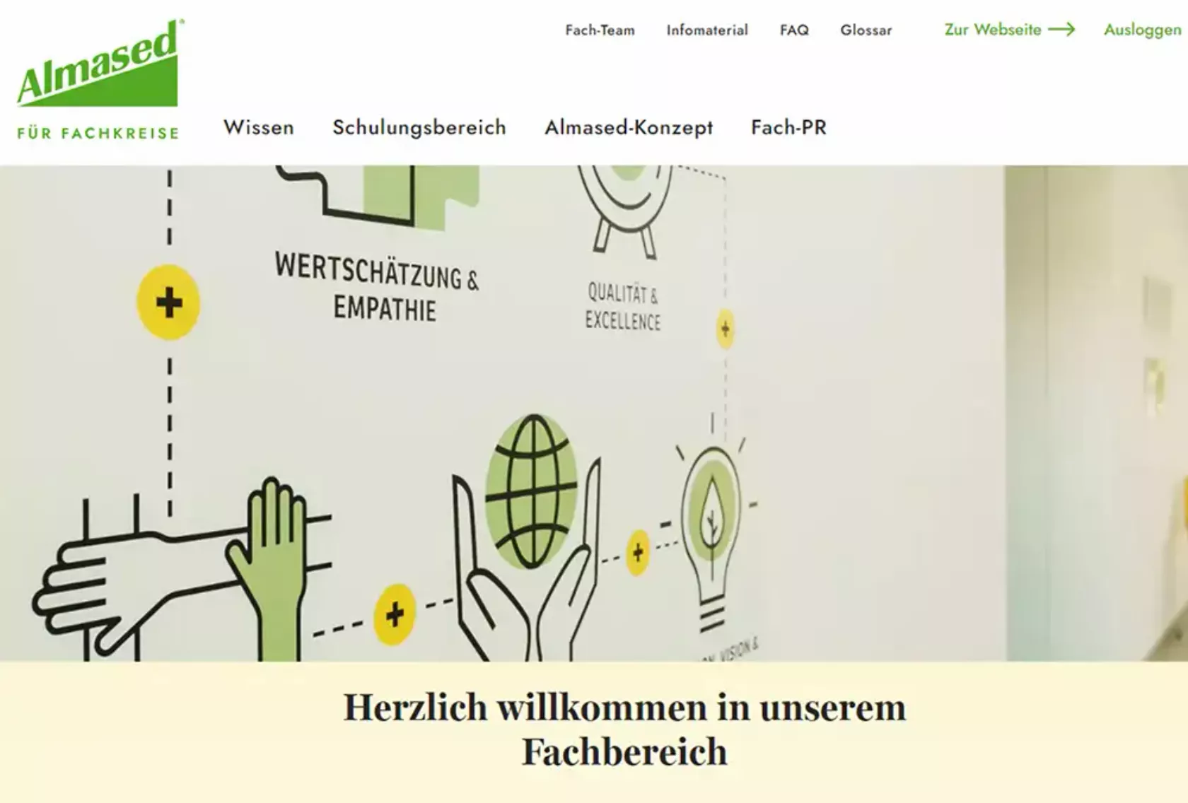 Screenshot des Fachkreis-Bereichs auf www.almased.de
